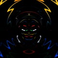 Color smoke monster illusion face design isolated on black background. Geometry series - abstract face art and smoke painting