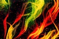 color smoke paint water mix fire flame red yellow burning glowing glitter vapor texture Royalty Free Stock Photo