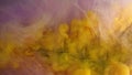 Color smoke splash liquid ink mix yellow purple Royalty Free Stock Photo