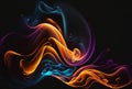 Color smoke wave swirl neon light curve fog cloud  generative ai Royalty Free Stock Photo