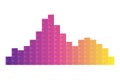 Color sound wave. Audio digital equalizer technology, musical pulse vector Illustration. Voice line waveform or volume