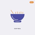 2 color Soup meal concept vector icon. isolated two color Soup meal vector sign symbol designed with blue and orange colors can be