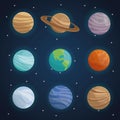 Color space landscape background with planets of solar system