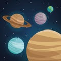 Color space landscape background with view planets in solar system Royalty Free Stock Photo
