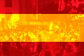 Color of Spain flag with people holding candle. Royalty Free Stock Photo