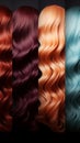 Color spectrum Assortment showcases different hair dyeing shades alongside natural hair color samples