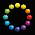 Color Spectrum Circle Rainbow Colored Balls Black