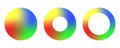 Color spectrum gradient set in circle disk forms, color hues wheel in graduation