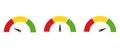 Color speedometer icon. Set of colorful speedo. Vector illustration on white background . Flat colection of tachometers