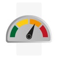 Color speedometer. Speed meter. Heating, temperature scale icon. Vector illustration.