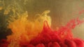 Color splash ink water explosion smoke red yellow Royalty Free Stock Photo