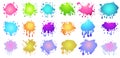 Color splash of paints, spray drops staining, frame with wet paint drop traces. Grunge water spray drop spatter, dirty Royalty Free Stock Photo
