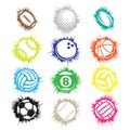Color sport balls grunge set Royalty Free Stock Photo