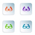 Color Sport cycling sunglasses icon isolated on white background. Sport glasses icon. Set colorful icons in square Royalty Free Stock Photo