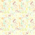 Color Sport and fitness seamless doodle pattern