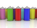 Color spray cans in various colors Royalty Free Stock Photo