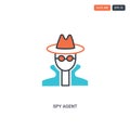 2 color Spy Agent concept line vector icon. isolated two colored Spy Agent outline icon with blue and red colors can be use for