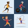 Color square buttons set of athletes of differents olympic sports Royalty Free Stock Photo