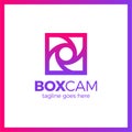Color Square Camera Shutter Emblem. Box Photo Camera Logotype
