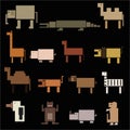 Color square digital simple retro animals