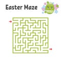 Color square labyrinth. Kids worksheets. Activity page. Game puzzle for children. Easter, egg, holiday. Find the right path. Maze