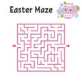 Color square labyrinth. Kids worksheets. Activity page. Game puzzle for children. Easter, egg, holiday. Find the right path. Maze