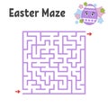 Color square labyrinth. Kids worksheets. Activity page. Game puzzle for children. Easter, egg, holiday. Find the right path. Maze