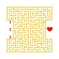 Color square maze. Game for kids. Puzzle for children. Find the right path to the heart. Labyrinth conundrum. Flat vector