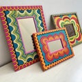 Color Squiggle Frames Set, Zigzag Wavy Edges, Retro Frames