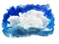 Color stain watercolor cumulus cloud