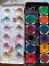 Color stained watercolor box, creativity