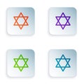 Color Star of David icon isolated on white background. Jewish religion symbol. Symbol of Israel. Set colorful icons in Royalty Free Stock Photo