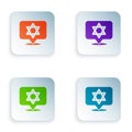 Color Star of David icon isolated on white background. Jewish religion symbol. Symbol of Israel. Set colorful icons in Royalty Free Stock Photo