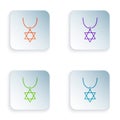 Color Star of David necklace on chain icon isolated on white background. Jewish religion symbol. Symbol of Israel Royalty Free Stock Photo