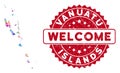 Color Star Vanuatu Islands Map Collage and Scratched Welcome Stamp