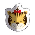 Color sticker with female tiger head and middle shadow Royalty Free Stock Photo