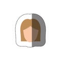 color sticker with head of woman with light hair without face