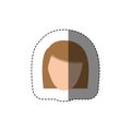 color sticker with head of woman with light hair without face