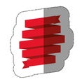 color sticker of red ribbon in a shape spiral