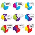 Color sticker set with various messages Royalty Free Stock Photo