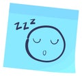 Color sticker with sleeping emoji doodle. Closed eyes face drawing
