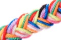 The color strings of a yarn connected in plait