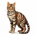 Color Striped Bengal Cat Vintage Toyger Stamp Print