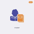 2 color Student concept vector icon. isolated two color Student vector sign symbol designed with blue and orange colors can be use