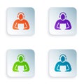 Color Student icon isolated on white background. Set colorful icons in square buttons. Vector. Illustration