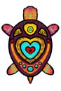 Color, stylized turtle with ornament - illustration.