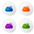 Color Sun and cloud weather icon isolated on white background. Set icons in circle buttons. Vector Illustration Royalty Free Stock Photo