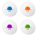 Color Sunset icon isolated on white background. Set icons in circle buttons. Vector Illustration Royalty Free Stock Photo
