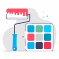 Color swatches and paint roller image. Home renovation concept. Flat vector illustration Royalty Free Stock Photo