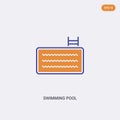 2 color Swimming pool concept vector icon. isolated two color Swimming pool vector sign symbol designed with blue and orange